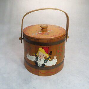Vintage Swedish Firkin Dry Goods‎ or Cookie Box with Handle